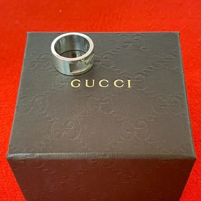 GUCCI #7 Raro Anello G Quadrato Argento 925 Accessorio 102-1 - Immagine 1 di 4