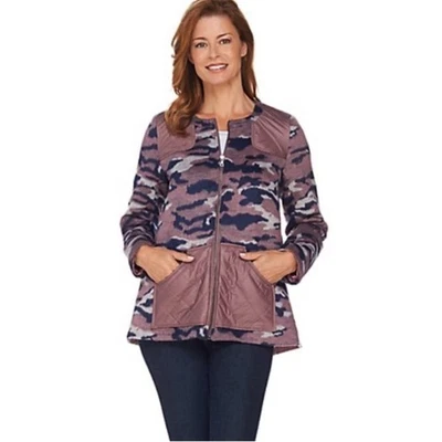 Chaqueta LOGO by Lori Goldstein para mujer camuflaje cepillado cremallera frontal talla 12 Foto 1 de 4