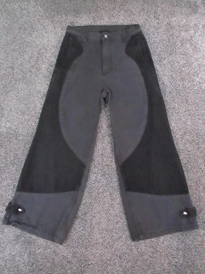 Liquid Lagoon Mens 27x28 Gray Black Paneled Wide Leg Skate Denim Adjustable Hem - Image 1 of 4