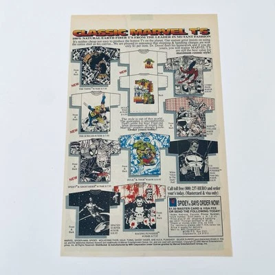 Marvel Vintage T-Shirt Promo Poster Rare Original 90s Print Ad Vtg Graphic Tees - image 1 of 4
