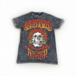 Grateful Dead T-Shirt Size Small Black Skull Roses Stony Bronx NY Halloween 1970 - Picture 1 of 7