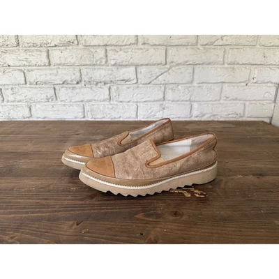 Donald Pliner Beliz Dorado Tostado Punta Mocasines Tenis Cuero Mujer Talla 6M Foto 1 de 4