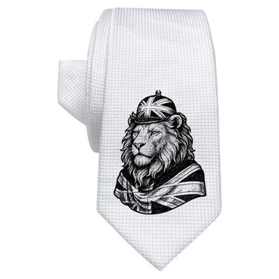 'British Lion with Union Jack' White Tie / Necktie with Gift Box (AT00028223) - Image 1 of 4
