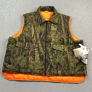 VTG Deadstock Winchester Hunting Vest Mens 2X Trebark Camo Reversible Orange NEW - Picture 1 of 18