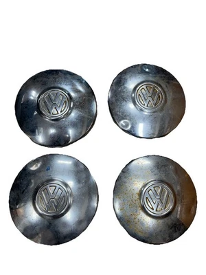 VW Volkswagen Set of 4 Chrome Vintage Dog Dish Hub Caps For Beetle Bug  10 IN - Image 1 of 4