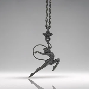 Rhythmic Gymnastics Pendant for Girls Oxidized 925 Silver Artistic Sports Charm - Picture 1 of 14