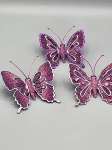 Juego de 3 adornos navideños mariposa morada - Imagen 1 de 6