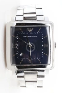 Emporio Armani Square Steel Navy Quartz 38mm Wristwatch AR-11072 - Picture 1 of 5