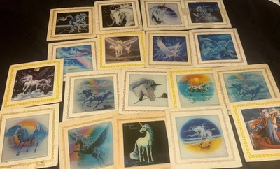 Juego de 18 cuadros de carnaval unicornio vintage de los 80 detrás de vidrio impresos 8"x8" Foto 1 de 4