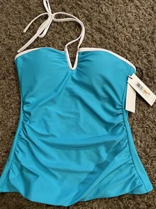 Calvin Klein Women's Size S V-Wire Bandeau Halter Tankini Top, Blue, NWT - Picture 1 of 9