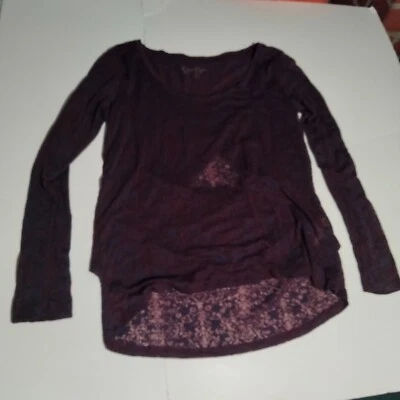 Jessica Simpson Blusa Mujer Pequeña Estampado Morado Semi Transparente Manga Larga Foto 1 de 4