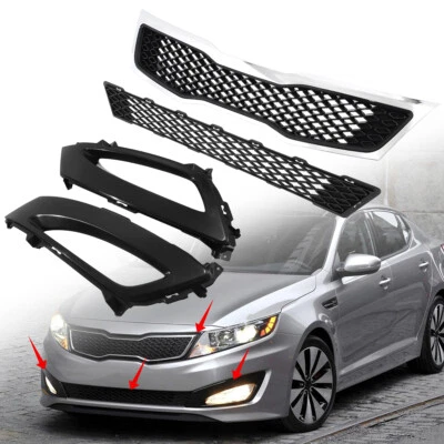 For 2011 2012 2013 Kia Optima LX EX Front Bumper Upper & Lower Grille Grill Set Foto 1 de 4