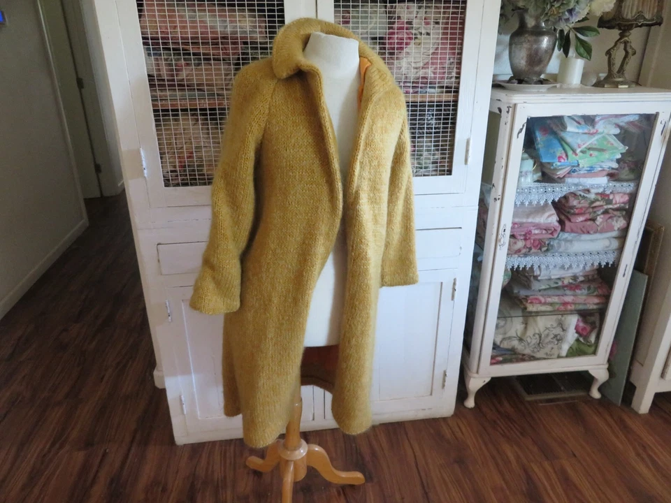 Vintage 40's Hand Knit Sweater Swing Coat Jacket by Cynthia Nepote WhoisShe? GLD - Image 1 of 4