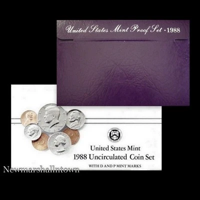1988 P+D+S Mint Proof Set ~ Kennedy Washington Roosevelt Jefferson Lincoln  - Image 1 of 3