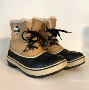 Sorel Tivoli Beige & Black Waterproof Winter Boots Women's Size 7 NL1631-280 - Picture 1 of 7