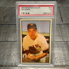 1953 Bowman Color Jim Hearn #76 *Giants* PSA 5 EX