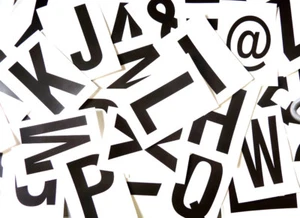 115mm 4½" Black on White Sticky Letters, Lettering Stickers, Plastic Labels - Picture 1 of 30