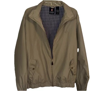 Chaps Windbreaker Jacket Men’s Size Large Tan Blue Plaid Inside Grandpa - Picture 1 of 9