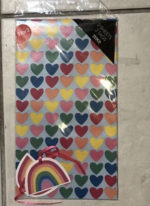 2 X Rainbow Hearts Wrapping Paper Sheet (pack Of 2) With Tags - Picture 1 of 3