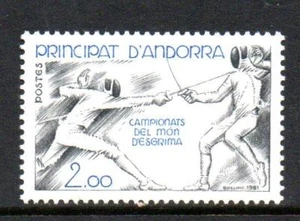 ANDORRA (FRANZÖSISCH) POSTFRISCH 1981 SGF315 FECHTWELTMEISTERSCHAFTEN - Bild 1 von 1