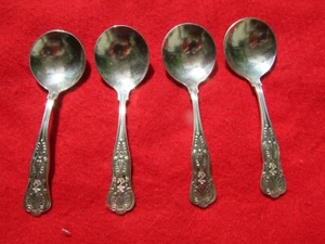 USN Kings Pattern 4 Salad Dressing Spoons By International Silver Plate 4 3/4" - Picture 1 of 9
