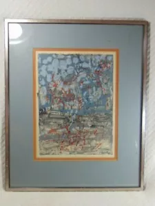 Vintage Mid Century Modern Abstract Painting Print ? Artist Signed Wall Decor - Picture 1 of 6