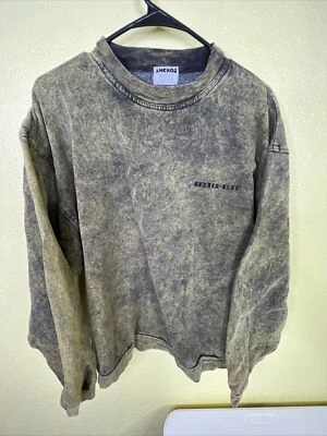 Suéter Vintage Azul Ancla Aspecto Lavado Ácido Talla Grande Color Amarillo Verdoso Foto 1 de 4