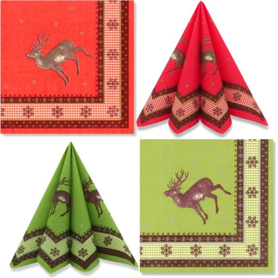 100 Dunicel Premium Servietten 40x40 cm stoffähnlich Weihnachten Hirsch (2x50er) - Bild 1 von 4