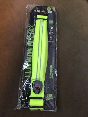 NUEVO PAQUETE DE CINTURA ILUMINADORA FITZIP DE FITKICKS recargable a través de USB Seguridad Neón Foto 1 de 4