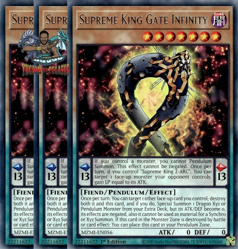 Yugioh! 3x Supreme King Gate Infinity MZMI-EN056 Rare 1st Ed NM - Image 1 of 1