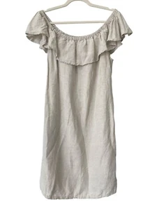 Vestido Tommy Bahama Lucia Volantes Mezcla de Lino Cubre Mujer L Volantes Tostado Costero - Imagen 1 de 8