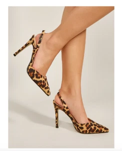 Damen Pumps Slingback Schuhe Leopard Muster Velours Optik gr 40 Neu - Bild 1 von 5
