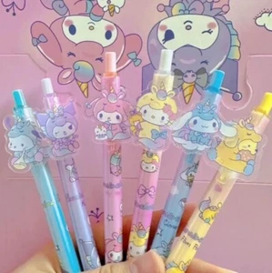 6 Piece Cute Sanrio Friends  Gel Pen 0.5mm Black Ink for Office or School - Picture 1 of 3