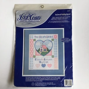 Patchwork Wedding Record Counted Cross Stitch Kit Chapel Church Hearts 23535 New - Picture 1 of 3
