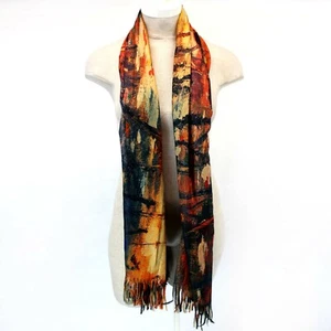 The Magic Scarf Company Orange Abstract Print Warm Soft Scarf Fall Winter - Picture 1 of 7
