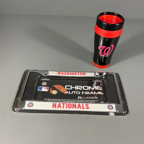 Washington Nationals MLB Ultimate Fan Gift Lot Chrome Auto Frame, Tumbler Cup Cover