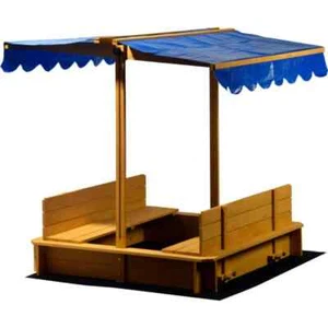 Dobar Sandkasten mit Sitzbänken und verstellbarem Dach Sandbox Sandkiste Holz - Bild 1 von 9
