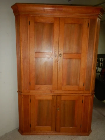 Antique Corner Cupboard Cabinet  Blind doors Early Primitive Cover