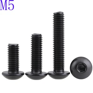 M5 - 0.8 Black 304 Stainless Steel Button Head Socket Cap Screws Metric ISO 7380 - Picture 1 of 4