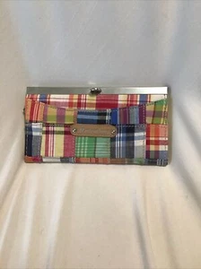Womens Union Bay Plaid Patchwork Thin Wallet 7.5 x 4 Inch - Picture 1 of 8