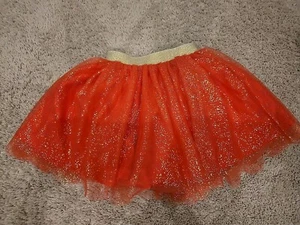 Hanna Andersson Girls Size 5 Or 110 Cm Soft Tulle Skirt Tutu Red Gold Glitter - Picture 1 of 7