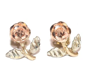 Pendientes pequeños flor oro rosa amarillo 10K 1,4 g tri oro Estate - Imagen 1 de 9