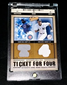 2004 Fleer Authentix Ticket for Four Jerseys /100 JETER, AROD, THOME & SOSA Rare - Picture 1 of 12
