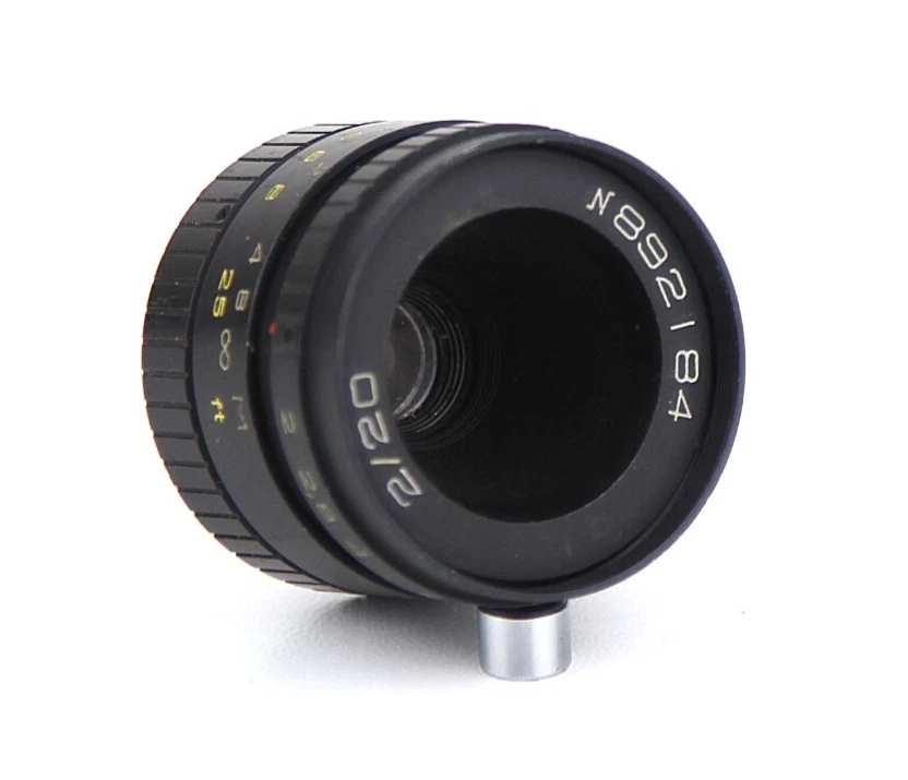 Soviet VEGA-73 lomo 2/20mm USSR Openar Tevidon Movie lens M25 C-mount - Image 1 of 4