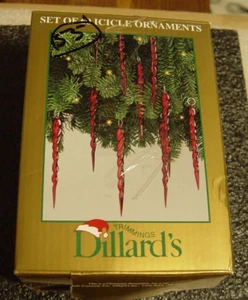 VINTAGE UNBENUTZT Schachtel mit 55 roten gedrehten Kunststoff Eiszapfen 5" Weihnachtsschmuck - Bild 1 von 7