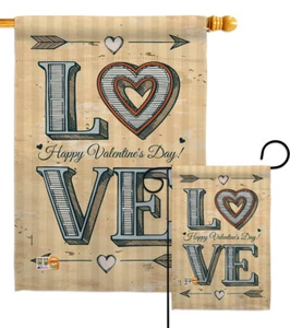 Clásico Amor San Valentín Feliz Día Corazón Dulce Darling Jardín Casa Patio Bandera - Imagen 1 de 13