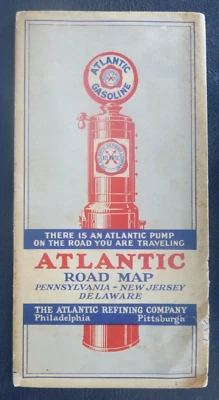 1929 Pennsylvania road map Atlantic oil gas - Image 1 of 4
