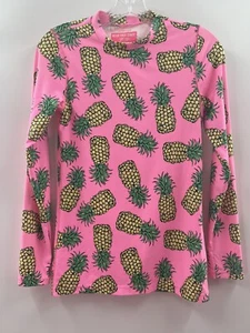 CREWCUTS Girl's Rash Guard Wear Your Shade UPF 50+ Top Neon Pink Pineapple  16 - Picture 1 of 8