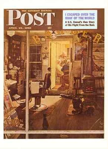 Saturday Evening Post 29. April 1950 Norman Rockwell Cover Kunstdruck Barbershop - Bild 1 von 2