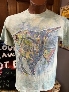 2015 The Mountain Art Fish T-Shirt - Tie Dye Blue Size Medium - Picture 1 of 14